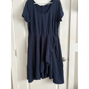 Eshakti Navy dress with elastic waist and faux skirt wrap at the bottom 16W